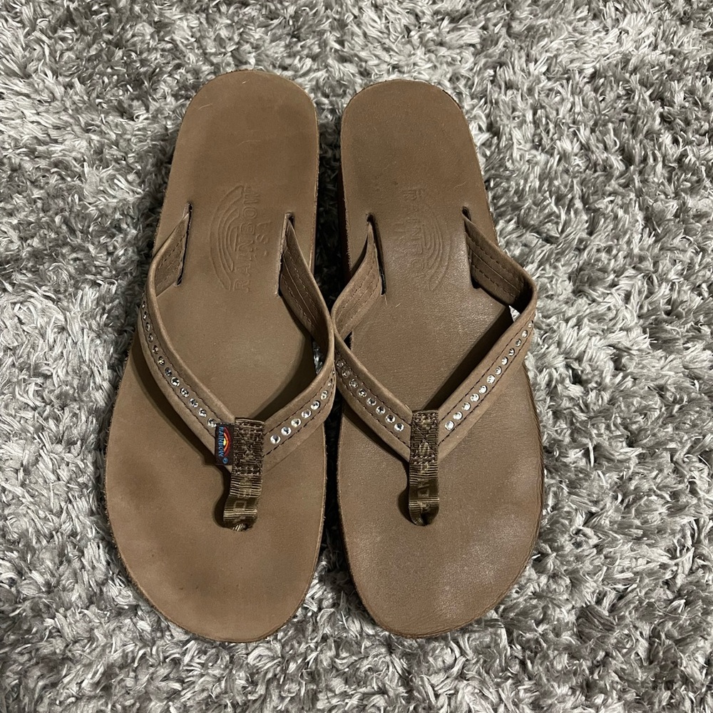 Rainbow platform flip flops